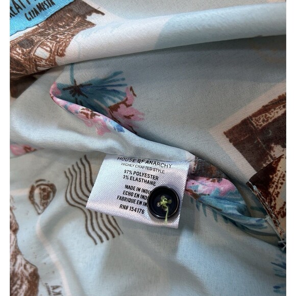 House of‎ Anarchy Shirt World Travel Icons Short Sleeve Button Up Men's Size M - Picture 6 of 7